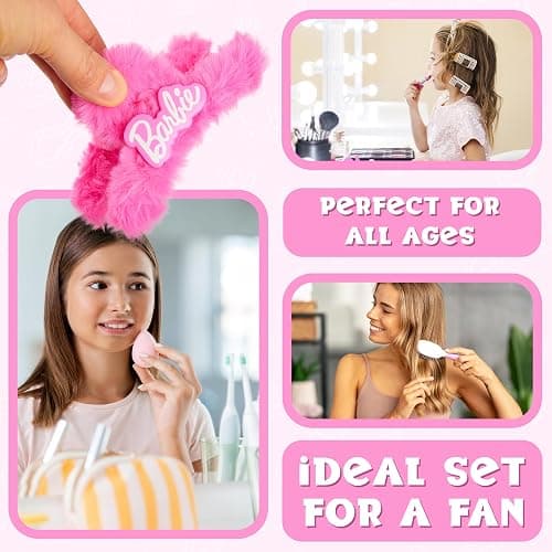 Barbie Hair Clips, Claw Clip & Folding Brush for Girls Teens Hair Accessories Dress Up, Pink Beauty Set, Cute Stuff, Gifts for Girls thumbnail 4