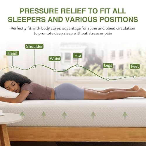 EGOHOME Full Size Memory Foam Mattress, 10 Inch Bed Mattress in a Box with Cooling Green Tea Gel, Relieve Pressure with Medium Firm Support, CertiPUR-US Certified, 75''L x 54''W, White thumbnail 4