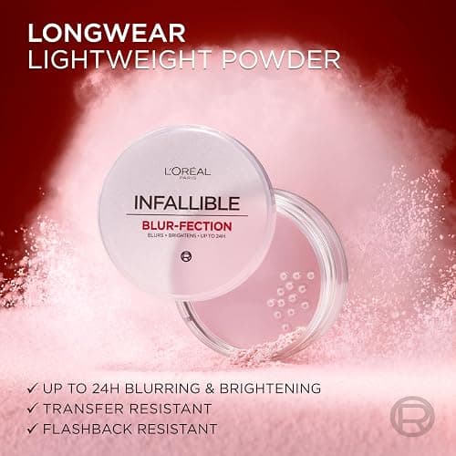 L'Oreal Paris Infallible Blur-fection Longwear Loose Setting Powder, Blurring Face Powder With Up to 24HRs of Wear, Brightening Light Pink, 1 Kit thumbnail 4