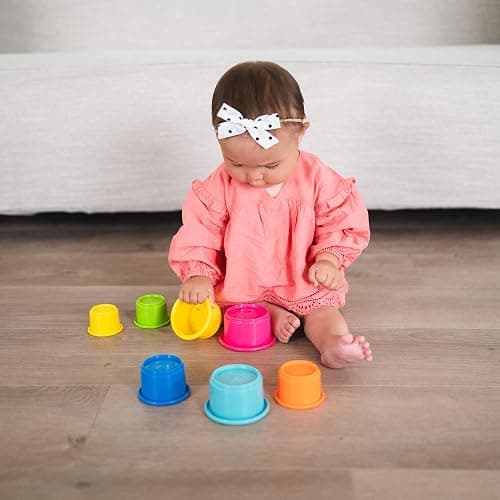 The First Years Stack & Count Stacking Cups - Colorful Baby Stacking Water Toys Set - Stackable Cups for Learning - Baby Bath Toys - Toddler Water Table Toys - 8 Count thumbnail 2