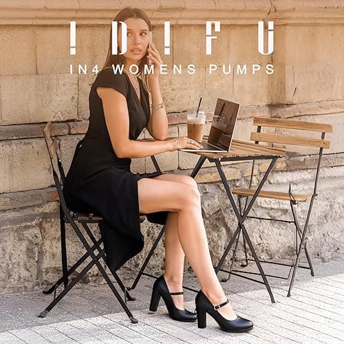 IDIFU IN4 Mary Jane Shoes Closed Toe Heels Platform High Chunky Block Heels Women's Pumps Comfortable Dress Shoes for Women Wedding Bridal Work Fashion Round Toe Pumps Shoes thumbnail 3