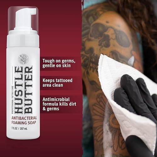 Hustle Bubbles Tattoo Aftercare Soap - Antibacterial Cleanser To Clean New Tattoos & Piercings - Essential Body Art Supplies 7oz thumbnail 3