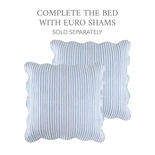 Levtex Home - Martha Stripe Quilt Set - Full/Queen Quilt and Two Standard Shams - Stripe - Blue White - Quilt (88x92in.) and Shams (20x26in.) - Reversible - Cotton thumbnail 9