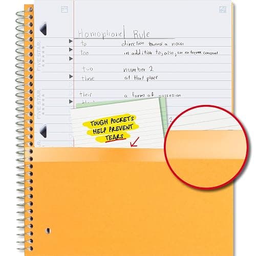 Five Star Spiral Notebook + Study App, 5 Subject, Wide Ruled Paper, 8" x 10-1/2", 200 Sheets, Fights Ink Bleed, Water Resistant Cover, Black (72045) thumbnail 6
