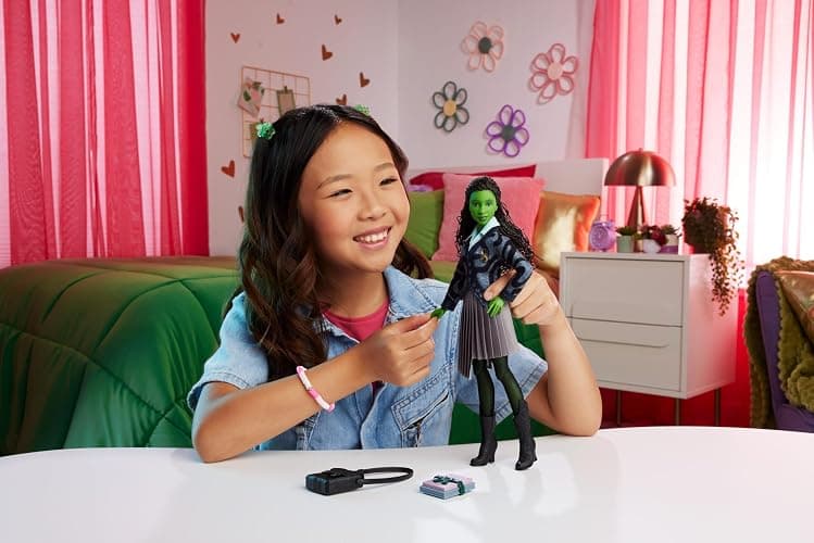 Mattel Universal Wicked Elphaba Fashion Doll & Accessories with Green Skin, Braided Black Hair, Posability & Removable School Uniform thumbnail 2