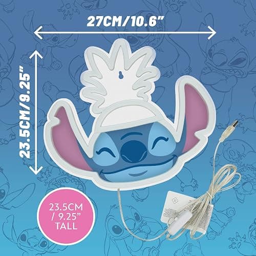 Paladone Lilo & Stitch Pineapple LED Neon Wall Light, Officially Licensed Disney Lamp with Power Cord for Home, Bedroom, Living Space, Gift for Movie Fans thumbnail 5