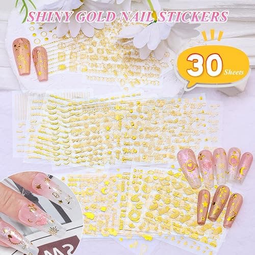 12 Boxes Nail Gems and Charms, Gold Charms for Nails Rhinestones Kit with 30 Sheets Nail Art Stickers Crystals Flatback Pearls Nail Decals Fruit Nail Charms Pearls for Nails Design DIY Accessories thumbnail 7