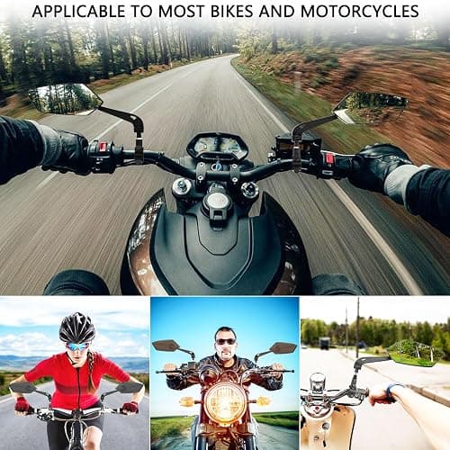 2 Pack Bike Mirrors, eBike Mirrors for Handlebars, 360° Adjustable Safety Bicycle Rear View Mirrors, Scratch Resistant Glass Lens, Bicycle Universal Fit Accessories thumbnail 6