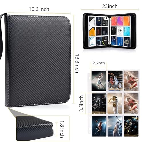 WOT I Trading Card Binder, 900 Pockets Sleeves with Zipper, Double Sided Pockets Card Holder Carry Case for Baseball Card, Football Card thumbnail 3