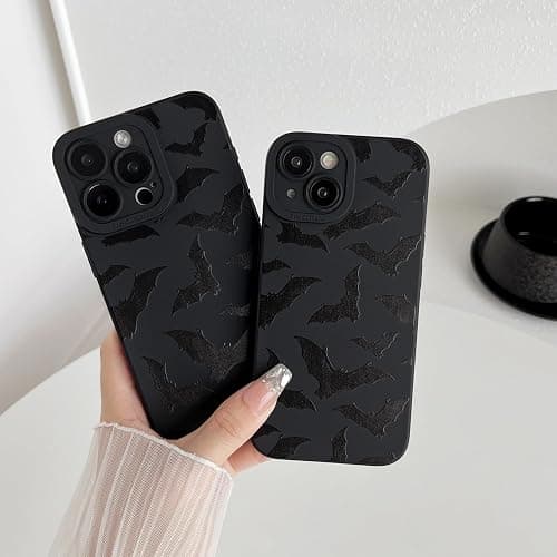 FLIRACON Black Bats Pattern Soft Phone Case Compatible with iPhone Case (Black,for iPhone 12) thumbnail 2