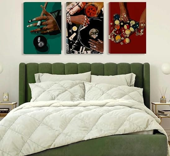 3Pcs Black Woman Wall Art Fashion African American Women Wall Decor Posters Abstract Billiards Lucky Black 8 Canvas Painting Pictures Prints For Bedroom Living Room Framed 12x16 Inch thumbnail 6