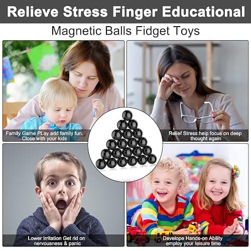 YISHIDANY 21Pcs Magnet Black Ball Fidget Toy, DIY Hematite Stones Toys for Adults, Science Kit for Anxiety Relief, Magnetic Rattle Snake Birthday Easter Gift Egg Filler Stuffer Party Favors thumbnail 4
