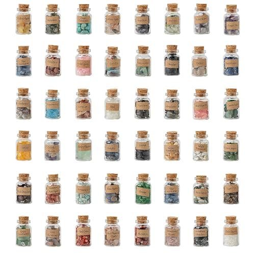 KHOCOEE 48pcs Different Crystals and Healing Stones, Gemstone and Crystals Bottles, Chakra Healing Crystals for Witchcraft, Great Choice for Gift, Collection and Home Decor - Image 1