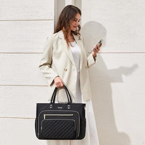 LOVEVOOK Laptop Tote Bag for Women, Work Bags Computer Laptop Bag, Teacher Tote Bag, Professional Briefcase Business Large Purses Handbag, Black, 17 Inch thumbnail 3