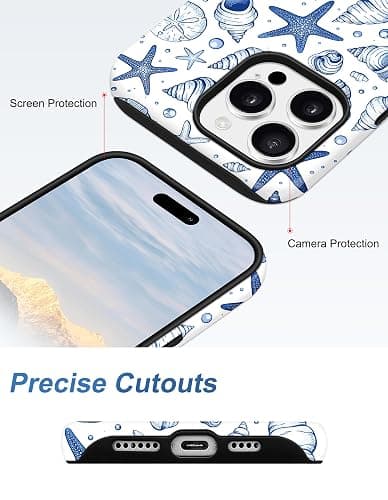 Aitipy Compatible with MagSafe Summer Collage Case for iPhone 16e/17e, Cute Magnetic Aesthetic Blue Seashells Beach Soft TPU and Hard PC Shockproof Protective Phone Cover for Women Girls thumbnail 5