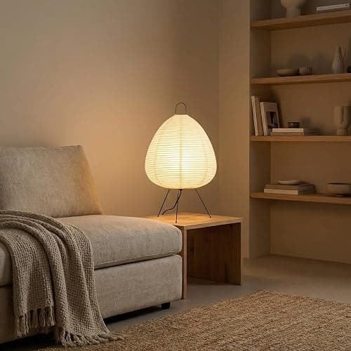 Akari Noguchi Rice Paper Lamp • Dimmable Japanese Paper Lantern Lamp • Japanese Decor Lantern • Cozy Japandi Style • Paper Lantern Light thumbnail 7