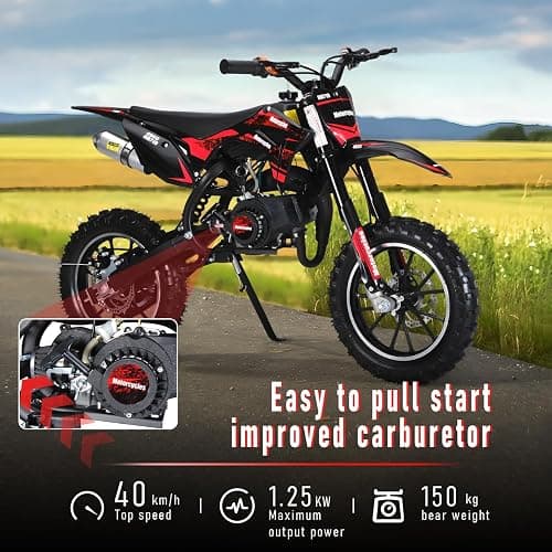 NEREIDS NET 50cc 2-Stroke Pro-Level Kids Dirt Bike | 330LBS Heavy Duty Gas Motorcycle w/Hydraulic Disc Brakes & Suspension | 25MPH Off-Road Beast | CPC Motocross Bike with 3X Durable Alloy Frame thumbnail 3