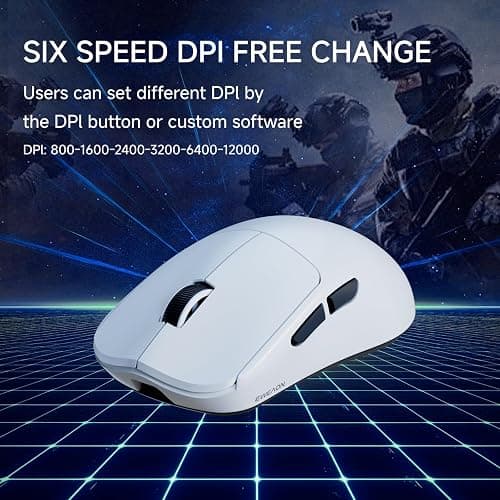SEUNKWANG EWEAND X23 Pro Wireless Gaming Mouse, Tri-Mode 2.4G/USB-C/BT Mouse, PAW3311 Sensor, 12000 DPI, 59g Lightweight, 1ms Response, Computer Mouse with Anti-Slip Grip Tape for Laptop/PC/Mac-White thumbnail 8