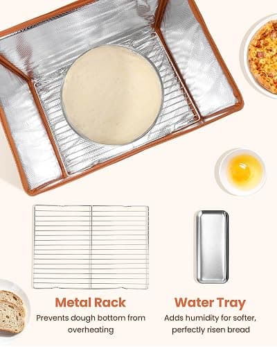 LIFVCNT Folding Proofing Box with Metal Rack & Water Tray, Bread Proofer with 68–131°F Temp Control & 99H Timer | Dough Proofing Box for Sourdough, Pizza, Kombucha,Yogurt, Bread Baking thumbnail 5