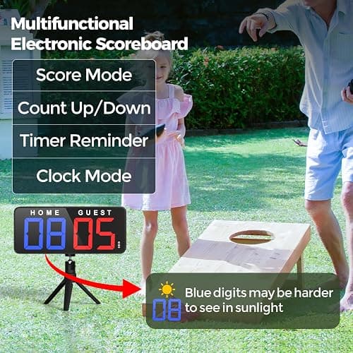 ANJANK 11’’ Large Digital LED Scoreboard Electronic Score Keeper Clock, Countdown/up, with Powerful Battery, 4 Mounting Options, for Corn Hole/Ping Pong/Basketball Sports, Gym, Indoor & Outdoor Games thumbnail 2