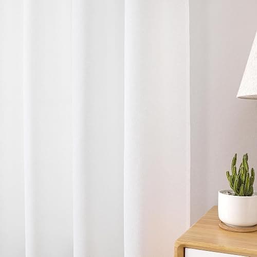 Tollpiz Linen Curtains Living Room Rod Pocket Semi Sheer Curtain Burlap Light Filtering Thick Linen Drapes for Bedroom, 38 x 63 inches Long, White, Set of 2 Panels thumbnail 9