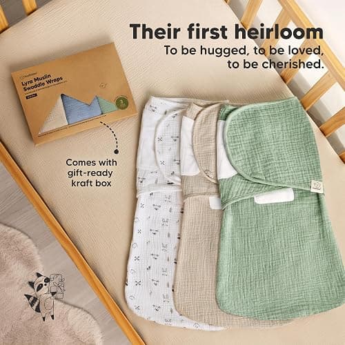 KeaBabies Muslin Baby Swaddles for Newborns, 3pk,100% Cotton (Ecru, OS) | Organic Cotton Swaddles Sleep Sack 0-3 Months, Infant, Baby Girls, Boys, Soft Breathable Summer Swaddler, Easy Quiet Closure thumbnail 9