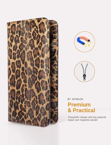 Server Book for Waitress Book with Zipper Pocket, 5x9 Leopard Magnetic Closure Server Wallet with Money Pocket and Zipper Pouch, Restaurant Waitstaff Organizer Fit Server Apron thumbnail 8