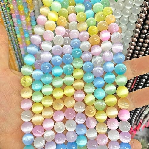 60PCS 6MM Natural Stone Colorful Selenite Gypsum Beads Round Loose Beads for Jewelry Making DIY Bracelet Necklace Accessories 15" Energy Healing Power Stone Beads thumbnail 5