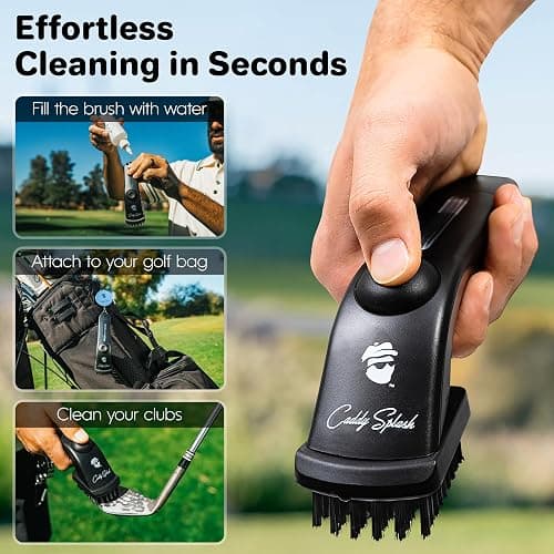 Caddy Splash Golf Club Brush Pro with Water – Heavy Duty Retractable Clip – Push Button for Easy Cleaning – Nylon Bristles – Holds 4 Oz – Golf Accessories for Men – Best Golf Gift – USA Company thumbnail 2