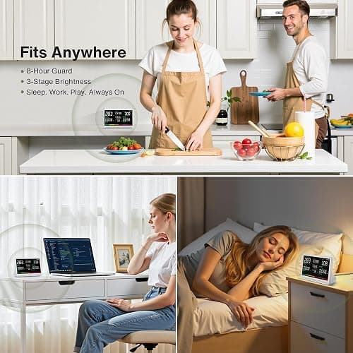 Air Quality Monitor Indoor 7" Display 9 AQI+7 AQI Alerts, CO2 Monitor Air Quality Tester for CO2, TVOC, PM2.5 PM1.0 PM10, HCHO Temperature Humidity AQI & Time Air Quality Meter for Home thumbnail 8