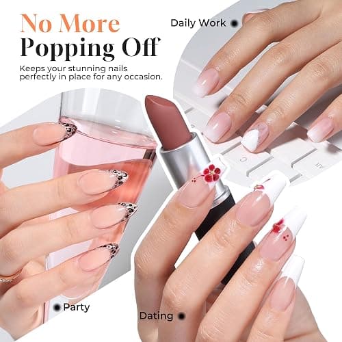 UNA GELLA Gel Nail Glue 80g Super Strong U V Solid Soft Gel Lamp Curing Needed Nail Glue 40g*2 for Acrylic Nail Tips for Fake Acrylic Press On Nails Extension Soak Off thumbnail 2
