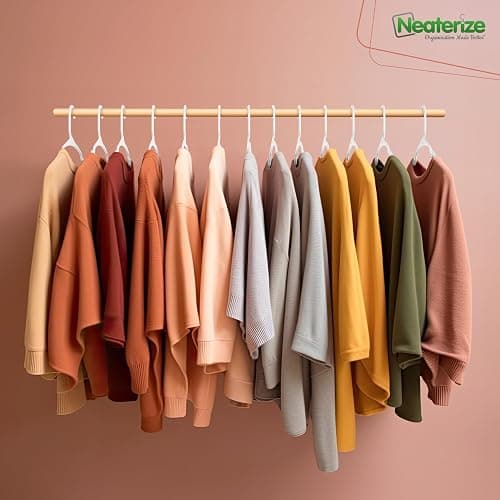 NEATERIZE Clothes Hangers Plastic 100 Pack for Adults - Plastic Hangers, The Perfect Coat Hanger and Space Saving Clothes Hangers for Closet - White Hangers thumbnail 2