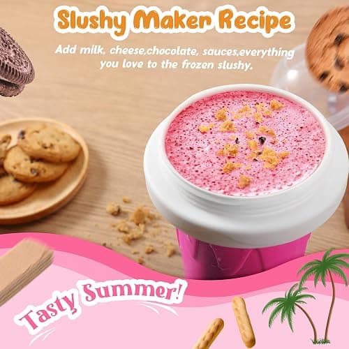 Tgosomt Slushy Cup 2 Pack, Magic Quick Frozen Slushie Maker Cup Squeeze,Ice Cream Make,Cool Fun Stuff Things Gadgets (Blue and Pink) thumbnail 5
