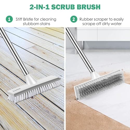 SetSail Floor Scrub Brush with 51-Inch Long Adjustable Handle 2 in 1 Scrape Brush Stiff Bristle Floor Scrubber for Cleaning Shower Bathroom Garage Kitchen Wall Deck Tub Tile thumbnail 5