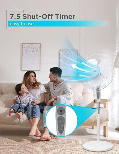 BLACK+DECKER 18-Inch Stand Fan with Pedestal Base, Height Adjustable Pedestal Fan with Remote and Touch Control Panel, Free Standing Fan with 90-Degree Oscillating and 3-Speed Settings, Black thumbnail 7