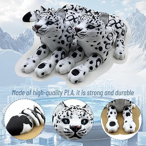 Mrltau 3D Printed Animals Snow Leopard, 3D Printed Toys Gift For Boy And Adult, Animal Toys, 3D Printed Toys Gift For Boy And Adult (20 Cm) thumbnail 4