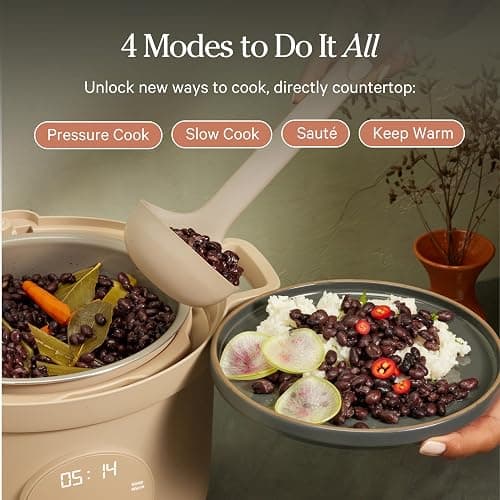Our Place Dream Cooker | 6 Qt Ceramic Nonstick Multicooker & Pressure Cooker with Touchscreen Controls & Auto Steam Release | 4 Modes: Pressure Cook, Sauté/Sear, Slow Cook & Warm | Steam thumbnail 2