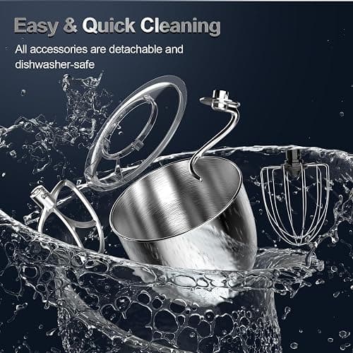 Honinst Stand Mixer, 6.5QT 10-Speed Tilt-Head Electric Stand Mixer, 3-In-1 Kitchen Mixer with Bowl, Dough Hook, Whisk and Beater, Food Mixer for Baking, Cake and Most Home Cooks, Black thumbnail 6