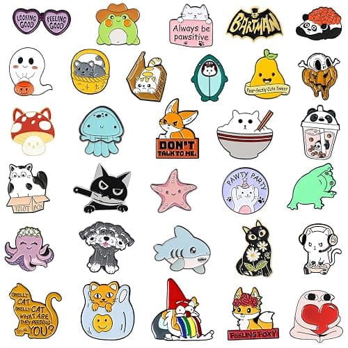 SINCCO 20/40/50 PCS Cute Enamel Backpack Pins, Funny Enamel Pins Bulk Set Cool Button Pins Aesthetic Brooch Lapel Pins Anime for Backpacks, Jackets, Hats, Kids, Girls thumbnail 2
