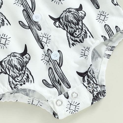 Karuedoo Western Baby Boy Clothes Cow Print Shirt Romper Infant Short Sleeve Button Down Bodysuit One Piece Gentleman Outfit thumbnail 7