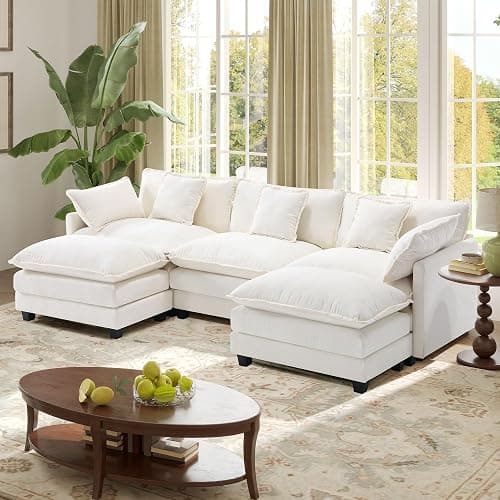 113.4" Modular Sectional Sofa,U Shaped Couch for Living Room,Modern Deep Seat Sofa 3 Seater Chenille Fabric Comfy Cloud Couches with Throw Pillows & Movable Ottoman thumbnail 8