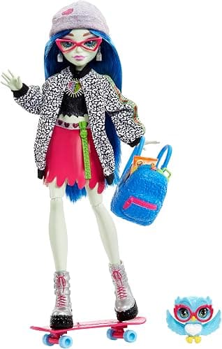 Monster High Ghoulia Yelps Posable Doll (10.3 in) with Blue Hair, Pet and Accessories - Image 1