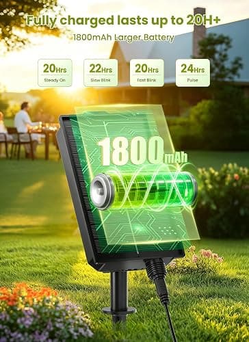 Brightown 58FT Solar String Lights Outdoor, IP65 Waterproof, Remote, Timer | Patio Lights with 17 LED Shatterproof Bulbs, 3 Light Modes, Dimmable, Outside Light for Backyard Porch Yard Party Xmas Decor thumbnail 4