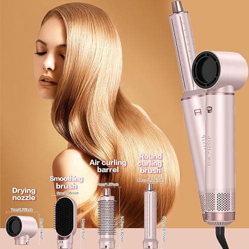 5 in 1 Hair Styler & Hair Dryer Brush, Low-Speed Negative Ionic Air Styler Drying, Multi Hair Styler, Professional Blow Dryer Brush for Curling Volumizing Straightening Styling(Pink) thumbnail 7