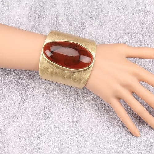 Bjesinmo Gold Cuff Bracelet for Women Silver Beaded Bracelets Open Bangle Stackable Stretch Bead Bracelet Boho Jewelry Gifts for Wife Couple thumbnail 2