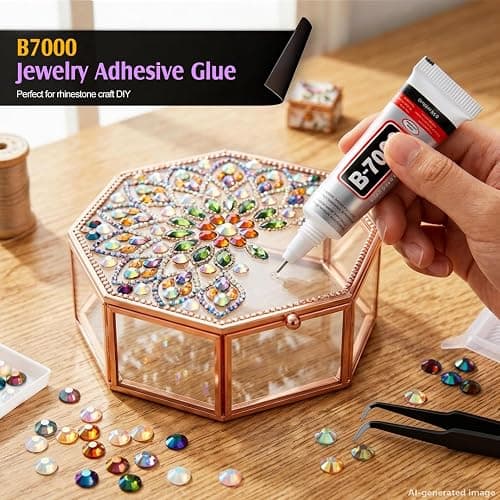 Artdone 60000Pcs Resin Rhinestones 3mm Jelly AB 40Colors Bedazzling Kit | Glitter DIY, Multicolor Crystal Diamond Pearls with 3Pcs 10ml B7000 Jewelry Glue for Bedazzled Nail Art Supplies Decoration thumbnail 6