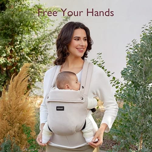 Momcozy Baby Carrier Newborn to Toddler - Ergonomic, Cozy and Lightweight Infant Carrier for 7-44lbs, Effortless to Put On, Ideal for Hands-Free Parenting, Enhanced Lumbar Support, Khaki thumbnail 2