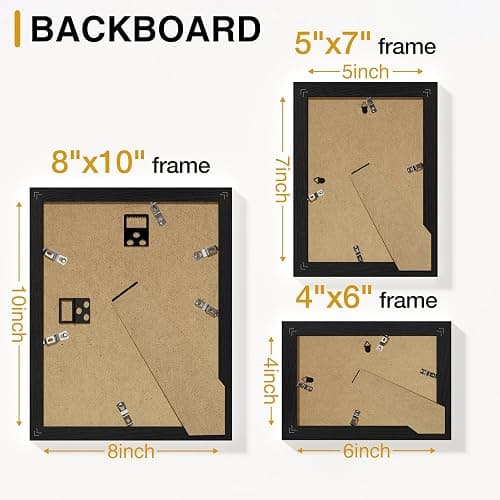 Vittanly 15 Pack Picture Frames Collage Wall Decor for Mounting or Tabletop Display, Gallery Frame Set for Family, Multi Sizes Including 3pcs 8x10, 6pcs 5x7, 6pcs 4x6, Black thumbnail 9