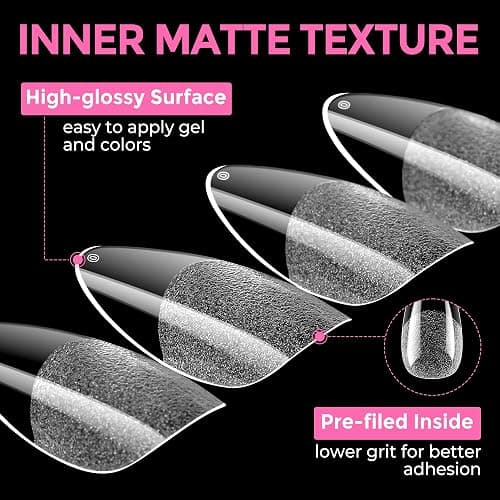 UNA GELLA Almond Nail Tips 216pcs Medium Almond Press on Nails Pre-shape Gel Fake Nails for Full Cover Acrylic French False Nails For Nail Extension, DIY Salon 12 Sizes Gelly Tips thumbnail 7