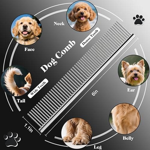Professional 4 in 1 Dog & Cat Grooming Scissors Kit with Safety Round Tips,Sharp & Durable,Dog Shears for Grooming - Includes Straight, Curved, Thinning Scissors and Comb - Premium Pet Supplies thumbnail 6
